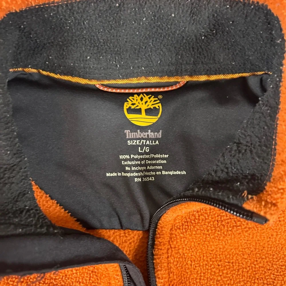 Timberland Mens Orange Quarter Zip Fleece Pullover Jacket Large RN 36543